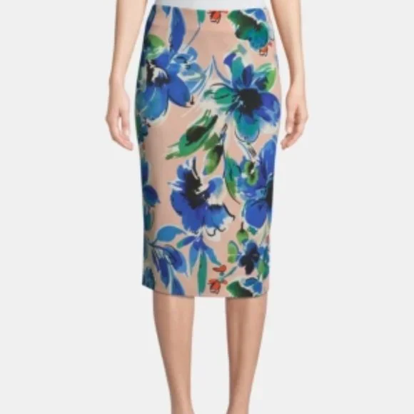 ECI All Over Floral Printed Crepe Back Scuba Skirt NWT - Picture 10 of 11